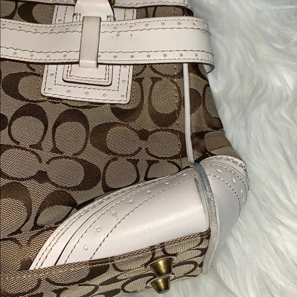 Coach Belted Satchel Hampton Signature Logo Purse - Picture 3 of 8